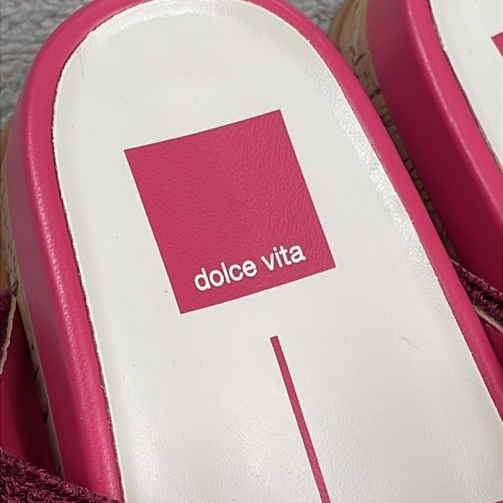 New Dolce Vita Ralli Wedge Sandal Woven Double Strap Slide Pink Sz 8 - Picture 7 of 14
